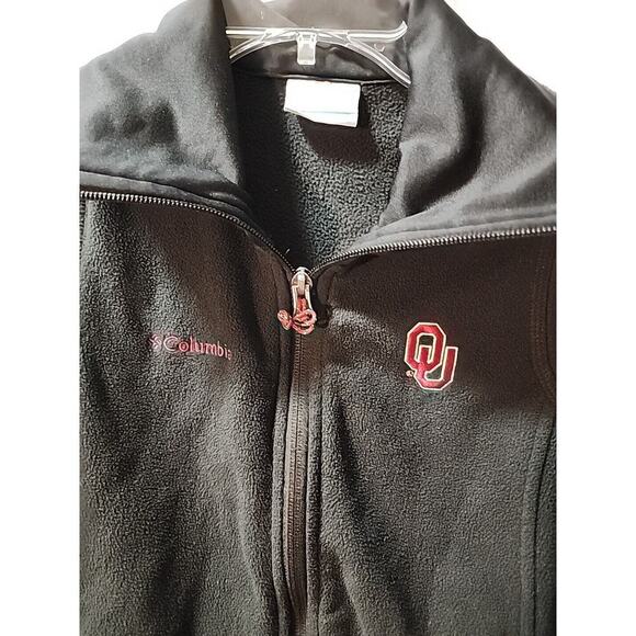 OU Oklahoma Sooners Columbia Vest Black Pockets Full Zip Fleece Womens Size Med - Picture 2 of 5